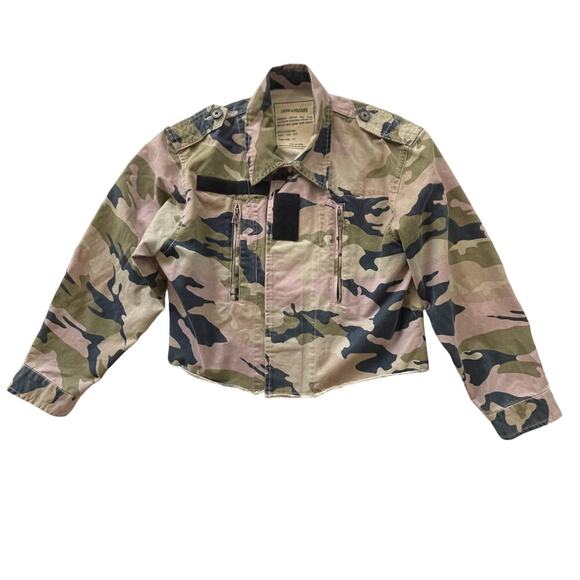 Women's Zadig & Voltaire Kids Camou Military Jacket - Cropped Camo - Size S - Picture 1 of 4